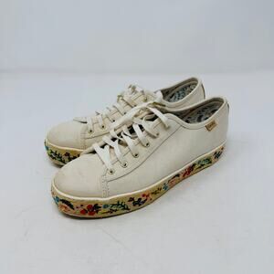 Triple Kick Rifle Paper Co. Keds Embroidered Jute Sneakers Women's Size US 6.5